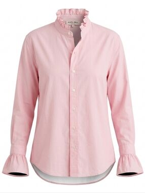 Alex Mill Easy Light Pink Ruffled Collar Button-Down Shirt Oversized Medium
